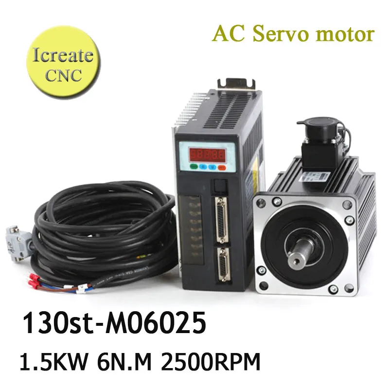 Free Shipping 1.5KW servo system servo motor + servo motor 130ST-M06025 ac servo motor 6N.M