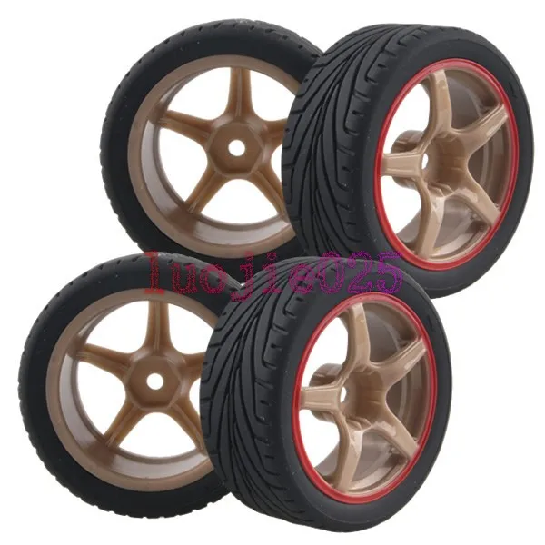 4 PCS RC 1/10 On Road Car Black Rubber Foam Sponge Tires Tyres & Wheel