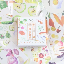40 Pcs pack Fresh Vegetable Meat Fish Fruit Food Illustration Decoration Stickers Diy Diary Scrapbooking Label
