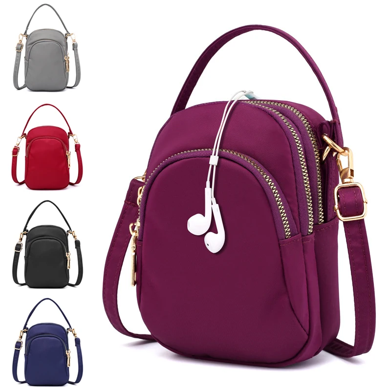 

2019 New 11*7*18cm Women Solid Nylon Shoulder Bags Ladies Fashion Zippers Messenger Bags Cross-body Bags 8G0427