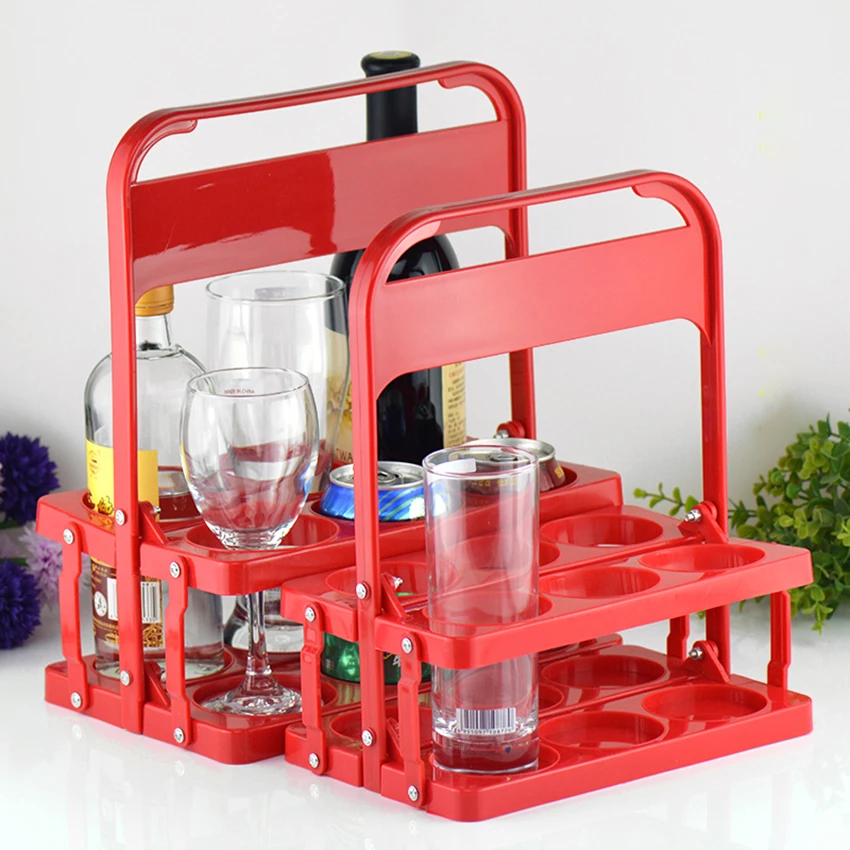 

Wine Beer Storage Plastic Folding Basket Drink Holder Rack Bar Supermarket Beverage Display Baskets Empty Bottle Management