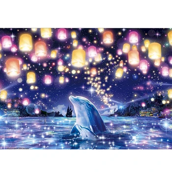 

Diamond Painting 5D DIY Full Drill Diamond Embroidery Dolphin and Shining Lanterns Pattern Cross Stitch Stickers
