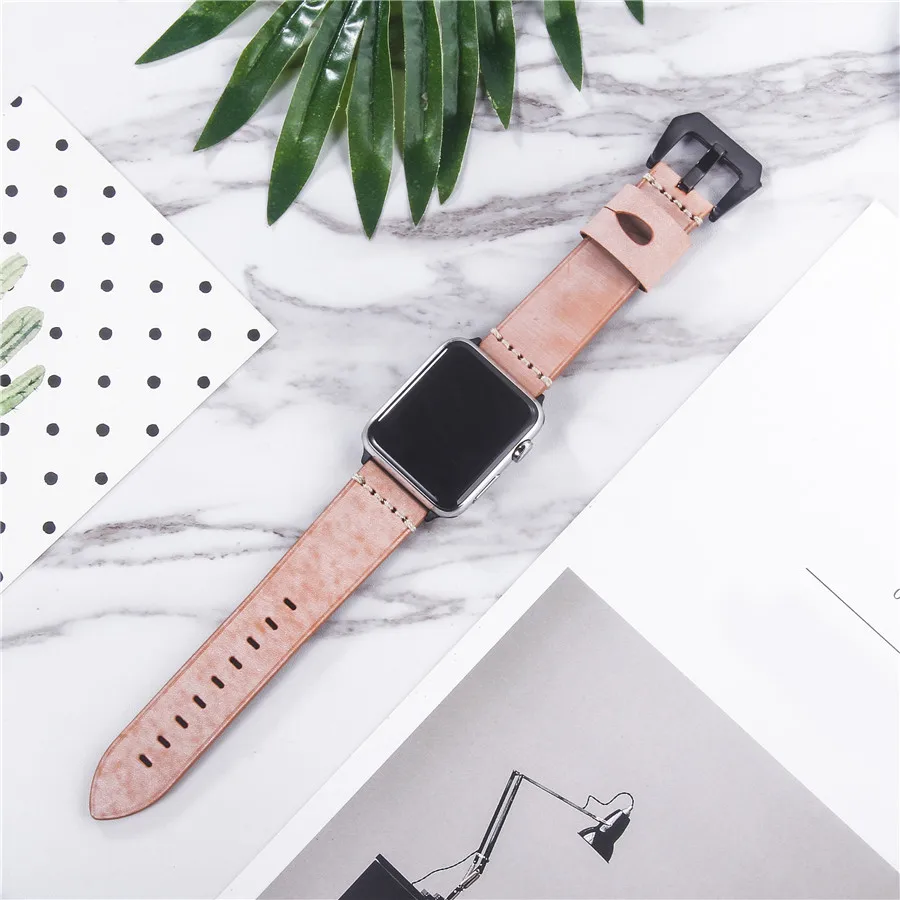 Модный Матовый кожаный ремешок для Apple Watch 38, 42 мм, ремешок с пряжкой, винтажные Ремешки для наручных часов iWatch Series 5, 4, 3, 2, 1 издание, 40, 44 мм