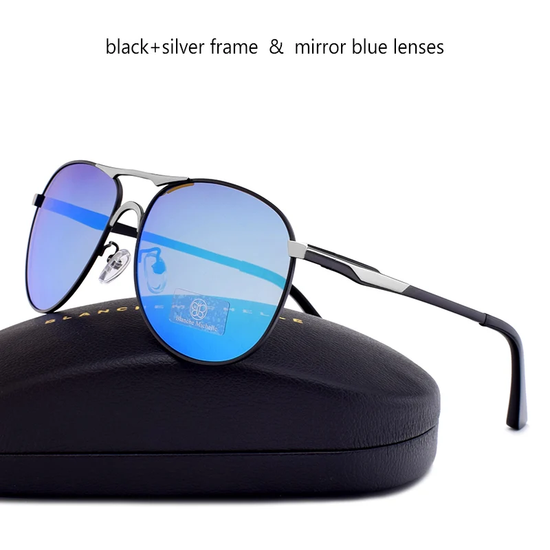 Blanche Мишель бренд classic Pilot Sunglasses Для мужчин поляризационные UV400 Для мужчин с солнцезащитные очки мужской вождения Óculos gafas-де-сол hombre - Цвет линз: mirror blue