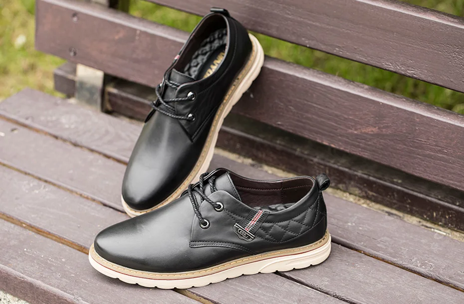 NINYOO/2018 Для мужчин; повседневная обувь на платформе обувь из натуральной кожи дышащая модная обувь удобная обувь на плоской подошве плюс Size36