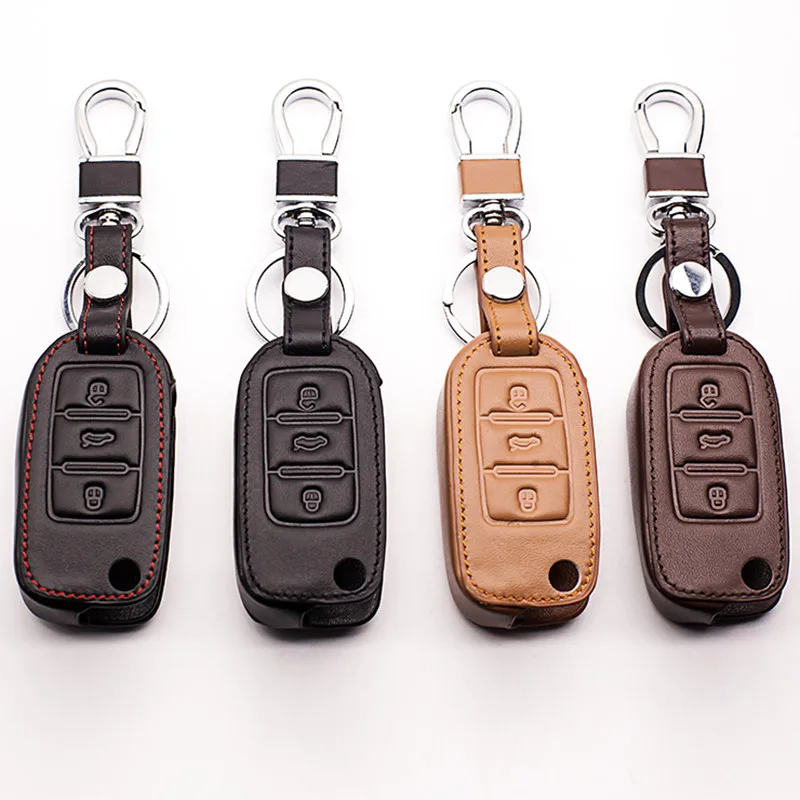 Чехол для ключа автомобиля кожаный Volkswagen VW Jetta MK6 Tiguan Passat Golf 4 5 6 POLO CC Skoda Octavia A5 3