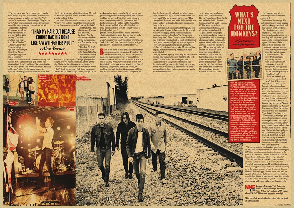 Рок-Группа Arctic Monkeys крафт-бумага плакат настенный домашний бар плакаты домашний декор - Цвет: Золотой