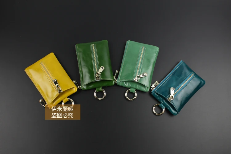 Женщины масло воск натуральная кожа ключевой бумажник многофункциональный портмоне карты сумка Теплые Ключевые Бумажник леди мини-молния небольшой мешок ключа