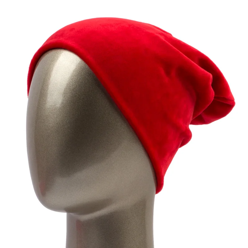 Geebro, Брендовая женская шапка, Skullies Beanies, полиэстер, вязаные шапки, зимние, теплые, вельветовые, шейный шарф и шапочки, шапки для женщин - Цвет: Red