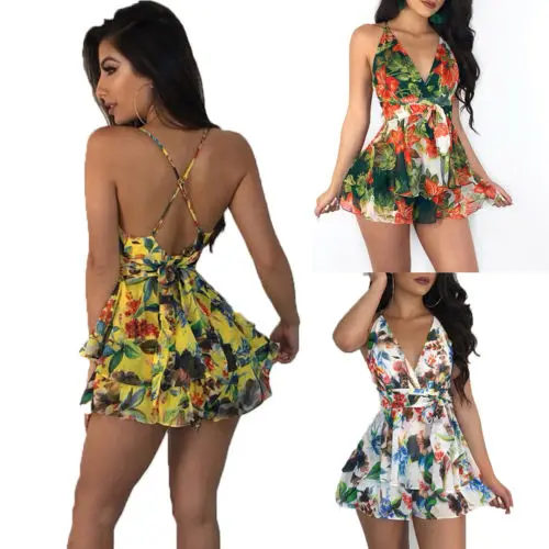 

Women Summer Beach Jumpsuit Clubwear Bodycon Playsuit Romper Hot Short Pants