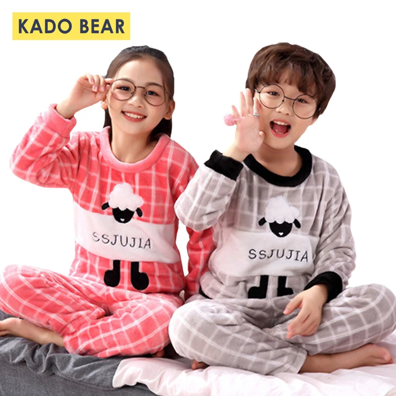 

Kids Winter Christmas Pajamas Set Children Flannel Pyjamas Baby Boys Cartoon Sleepwear Girls Coral Fleece Nightwear Clothes 2pcs