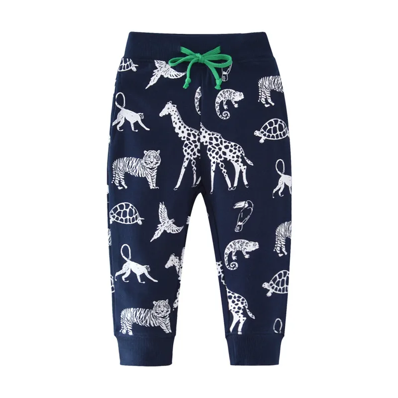 Baby Boys Pants Trousers Kids Winter Clothes Cartoon Animals Printed Drawstring Straight Pants for Boy Children Cotton Pants