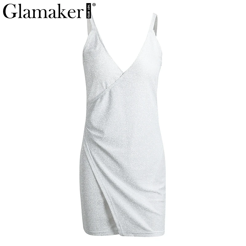Женское Бандажное платье Glamaker с люрексом и сплит бантом вечернее 2018|mini dress|dress