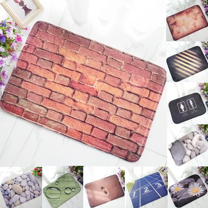 1pcs Brick Stone Pattern Anti Slip Carpet 60*40cm Door mats doormats Outdoor Kitchen Bathroom