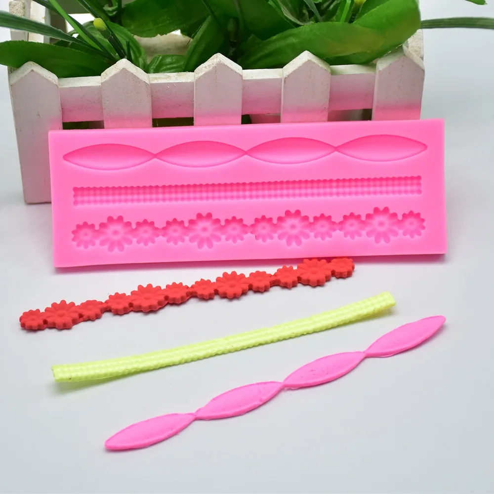New Silicone Flower Strip Ribbon Fondant Mold Cake