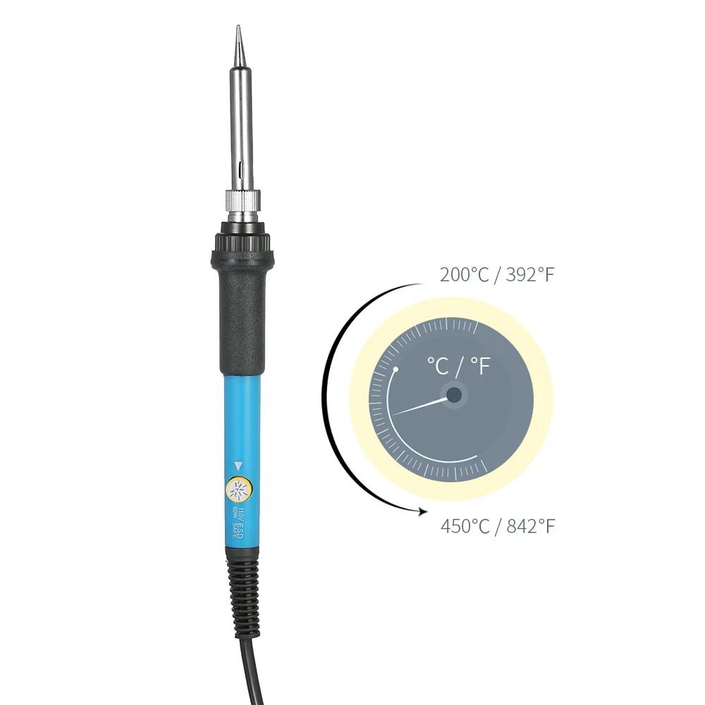 ЕС Plug, 16 шт. 60 Вт 110 В Электрический паяльник набор инструментов для сварки Регулируемый температура припоя Советы + распайки насос