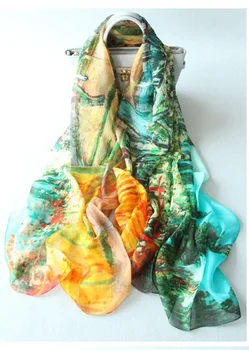 

shistal- pure silk scarves branded famous oil painting print scarf design size 180*135 soft shawl for women