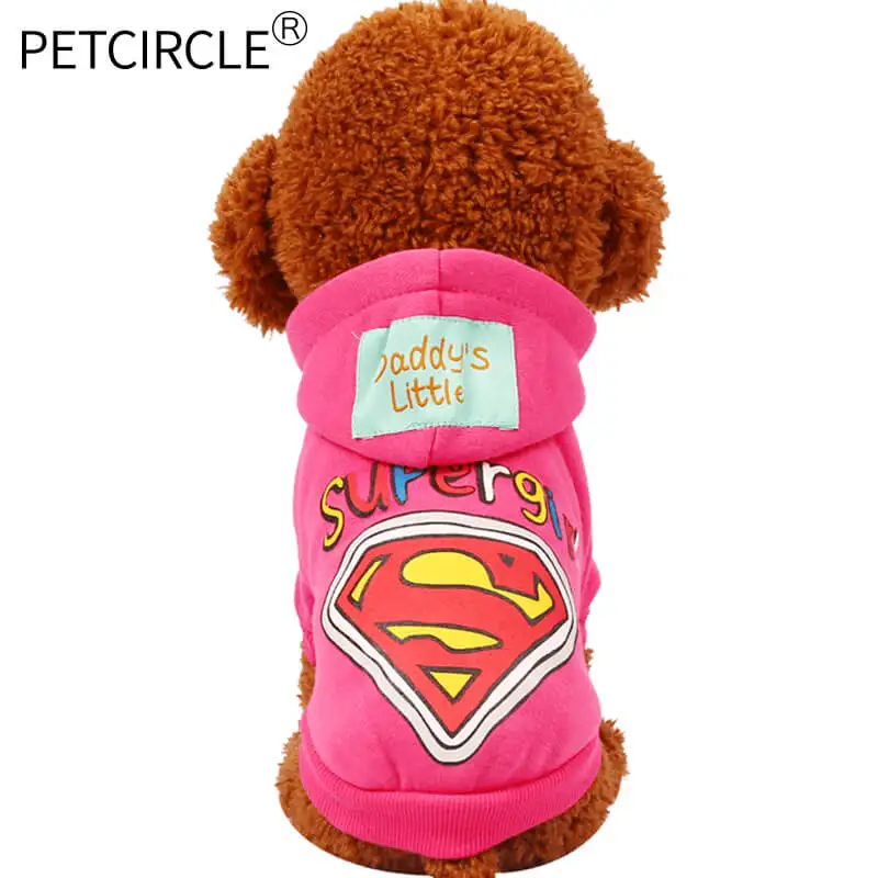 pink PETCIRCLE Одежда для питомцев, собак, кошек, зимняя одежда из хлопка, супер мальчик, Супер девочка, толстовки для собак, пальто для собак - Цвет: pink