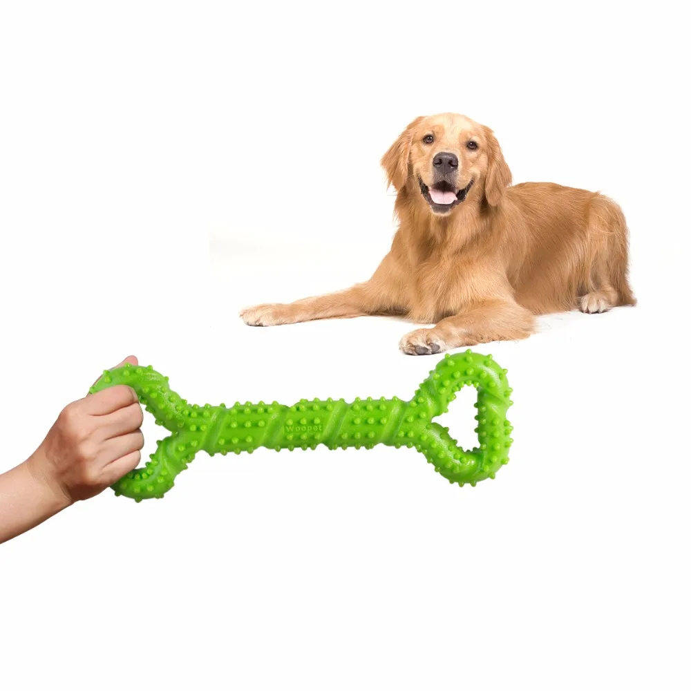 Pet Dog Toys Rubber Rope Bone Shape Bite Chew Teeth Cleaning Toy Interactive Play Pulling Ring Loop Training TPR Supplies
