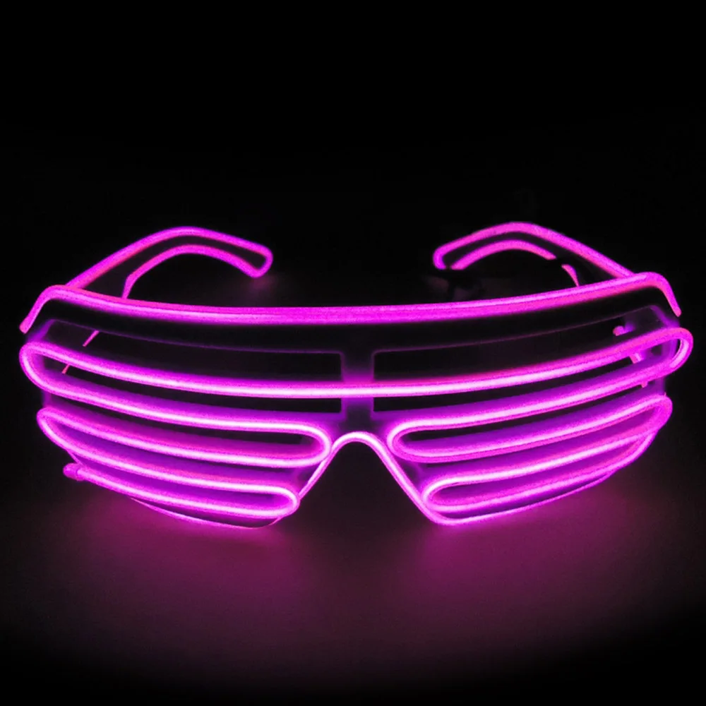 Neon LED Glasses EL Wire Light Up Shutter Glasses Fashionable W/Driver Decoration for Costume Party Halloween Christmas Gifts - Цвет: Type1 Pink