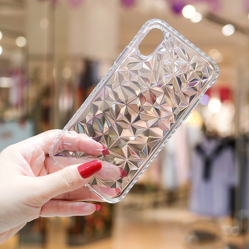 

diamond Pattern Transparent phone case Mobile phone accessories for iPhone7 8 7P 8P X XS XR