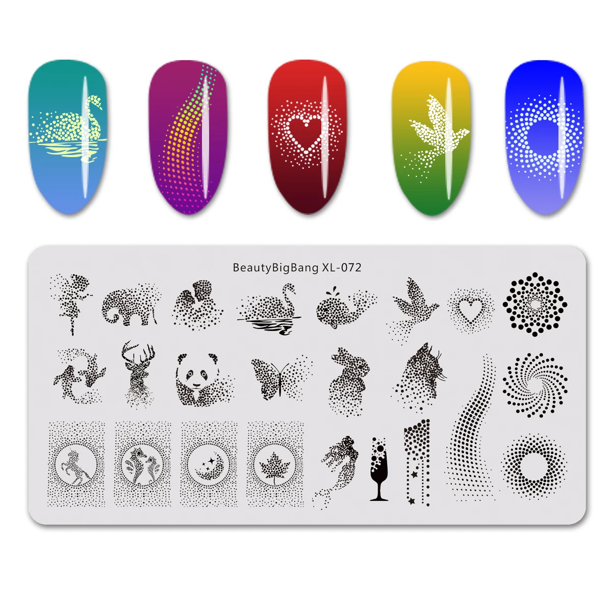 Beautybigbang Stamping Plates New Style Deer Rain Tree River Unicorn Image Template Stainless Steel Nail Art Stamp Plate Stencil