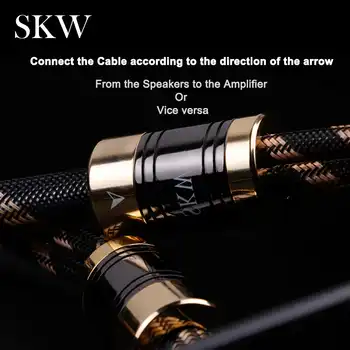 SKW HIFI Audio Cable 6N OCC With Spade+Banana Terminal Audiophile Speaker Cord 2.5M 3M For Amplifier Home Theater Multimedia