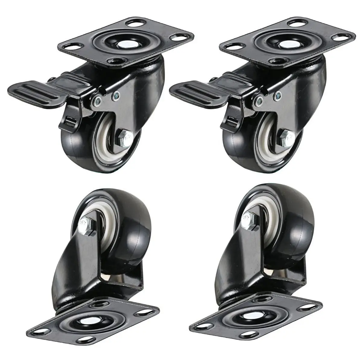 

SDFC-4 Pack 2in Heavy Duty Caster Wheels Polyurethane PU Swivel Casters with 360 Degree Top Plate 220lb Total Capacity for Set