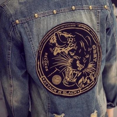 Autumn Hi-Street Men jeans Jackets casual washed patchwork Distressed Denim Man Slim Fit Streetwear Hip Hop Vintage Jacket Autumn Hi-Street Men jeans Jackets casual washed patchwork Distressed Denim Man Slim Fit Streetwear Hip Hop Vintage Jacket