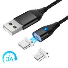 Магнитный usb-кабель 3A для iPhone XR X 8 plus, кабель Micro USB для быстрой зарядки, кабель USB type C для samsung Xiaomi huawei