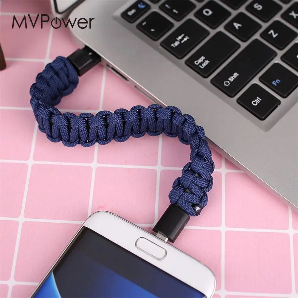 Mvpower المحمولة 18 سنتيمتر الحياكة خط عالية السرعة مايكرو usb كابل مزامنة بيانات كابلات معصمه andriod الهاتف الذكي