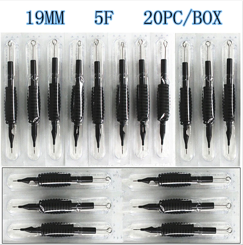 Yilong 20 x одноразовые Насадки для татуажа трубки с Вышивка Крестом Иглы Ассорти 5f Размеры 3/4 "(19 мм) для татуировки Вышивка Крестом Иглы чернил