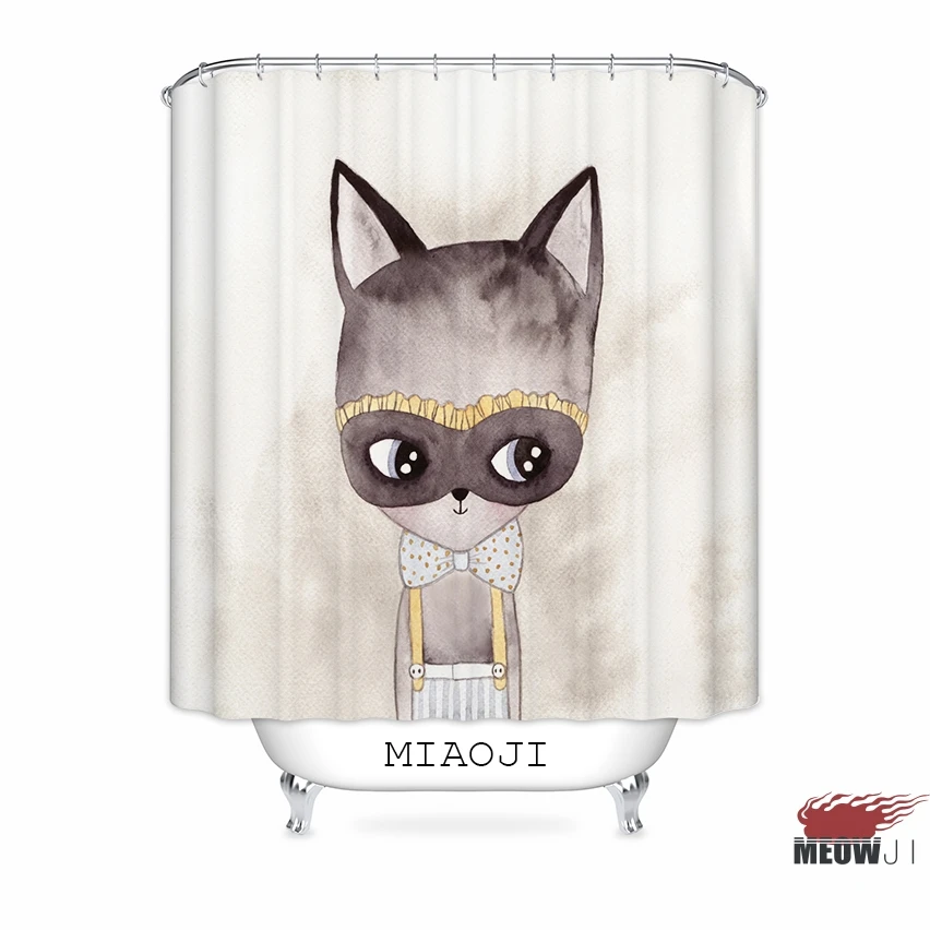 [Miaoji] мультфильм Мода сладкий Beastie пользовательские Ткань душ Шторы Ванная комната декор различных размеров - Цвет: W