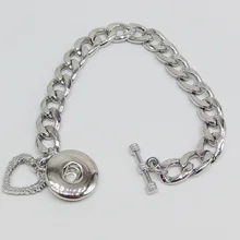 1 шт. браслет Байкерский браслет с застежкой с 18 мм кнопкой DIY ручной цепи Женский браслет любовь ювелирные изделия