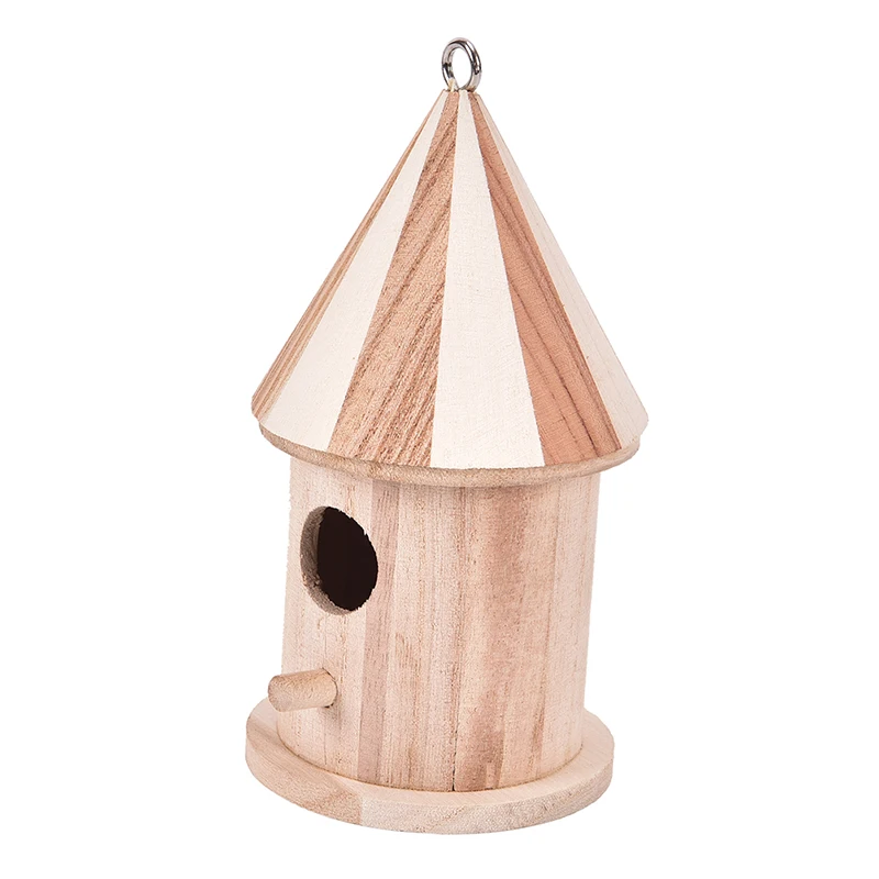 1 Pcs Wooden Birdhouse Hanging Nest Bird Nesting Boxes With Loop For ...