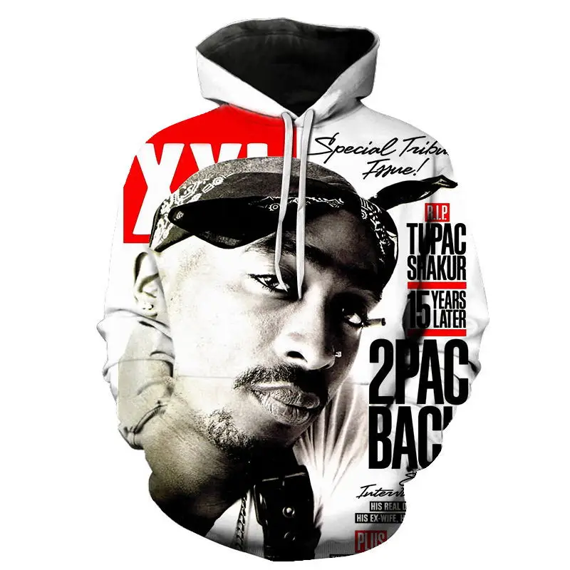 Мужские/женские толстовки, толстовка с длинным рукавом, 3D принт, 2pac, толстовки в стиле хип-хоп, пуловер с капюшоном, топы размера плюс S-6XL