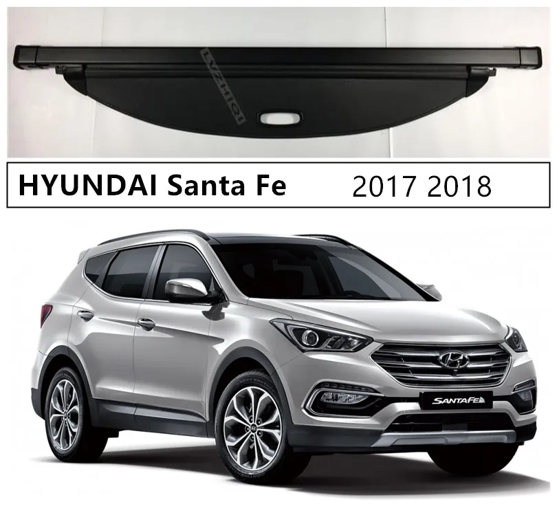 

For HYUNDAI Santa Fe 2017 2018 Rear Trunk Cargo Cover Security Shield High Qualit Auto Accessories Black Beige