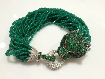

Green stone bracelet Multilayer Twist bracelet With Leopard Luxury Jewelry Fashion Trendy Free Shipping