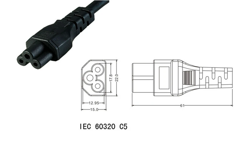 Штепсельная Вилка CN AU Для IEC320 C5 короткий кабель питания IEC Cloverleaf шнур IEC60320 20 см для