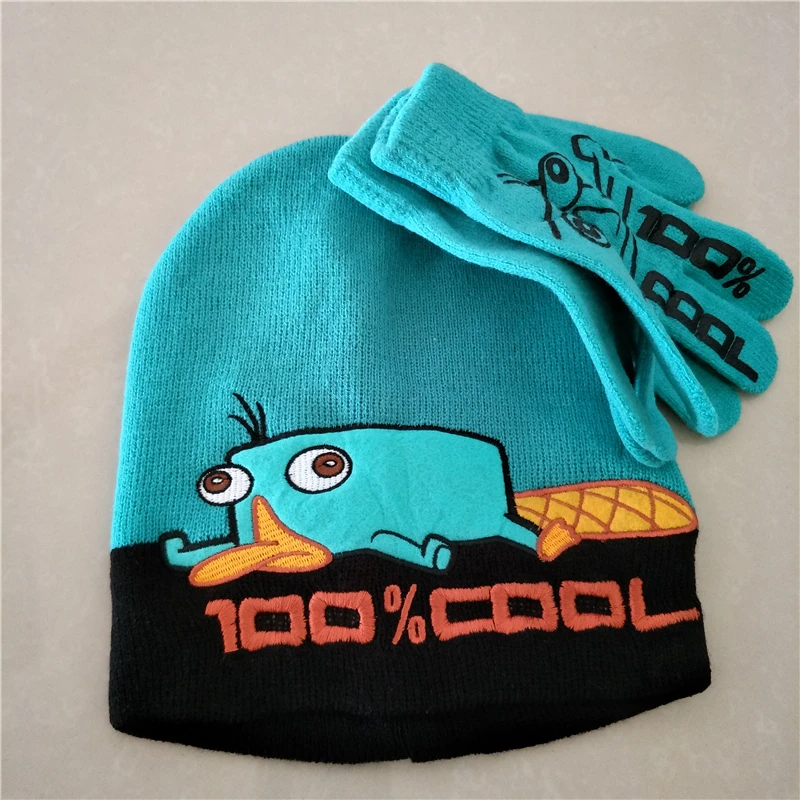 Зимние шапки с героями мультфильмов Phinas Ferb Perry The Platypus Agent P Детские кепки для
