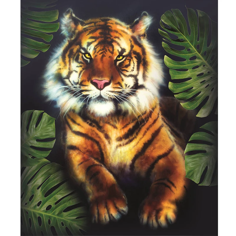 Mosaic embroidery cross stitch Tiger picture home decor gift Full