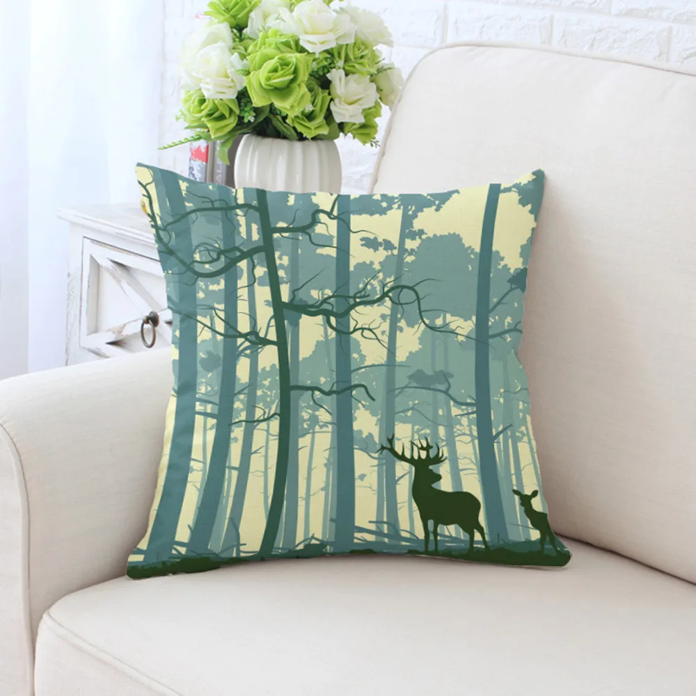 

BZ089 Natural Scenery Pattern Pillowcase Sofa Car Pillow Cover Washable Cotton Pillow Case Home Textile 45cm*45cm/18"x18"Inch