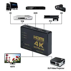 Умный 3x1 3-переключатель порта HDMI коммутатор разветвительная коробка концентратор 4 к * 2 к с ИК-пультом дистанционного управления и 1,5 м USB