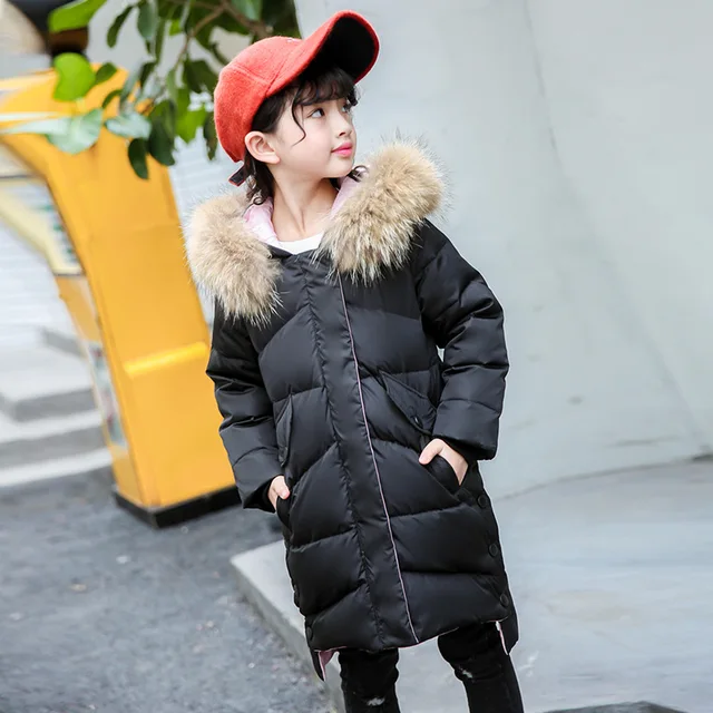 14 16 years Feather Coats Fur Hooded Down Jackets for Teenage Girl ...