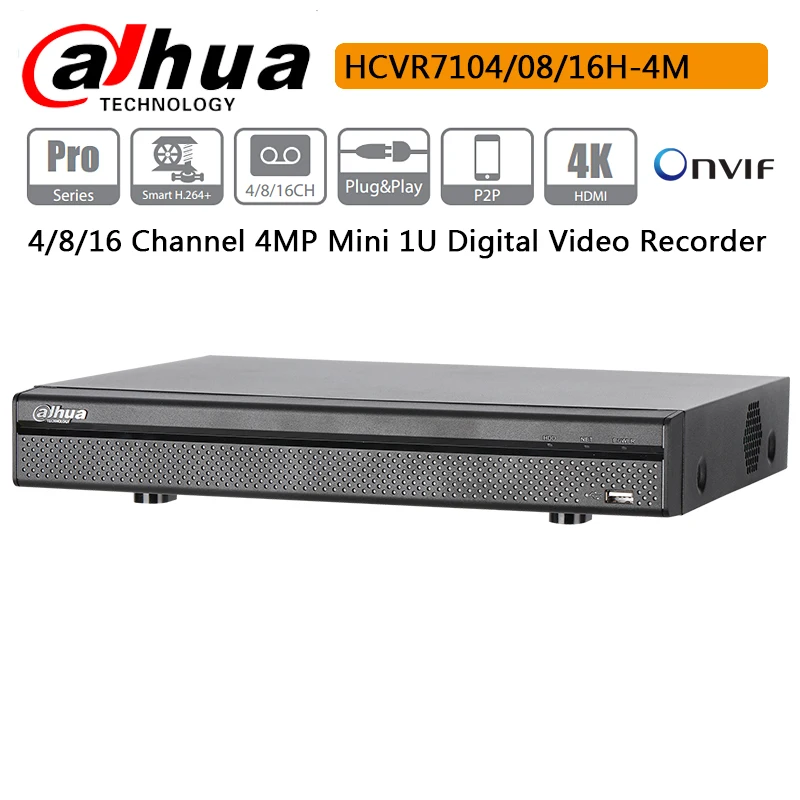 Оригинал Dahua 4CH 8CH 16CH HCVR7104-4M HCVR7108-4M HCVR7116H-4M 4MP цифрового видео Регистраторы с выходом