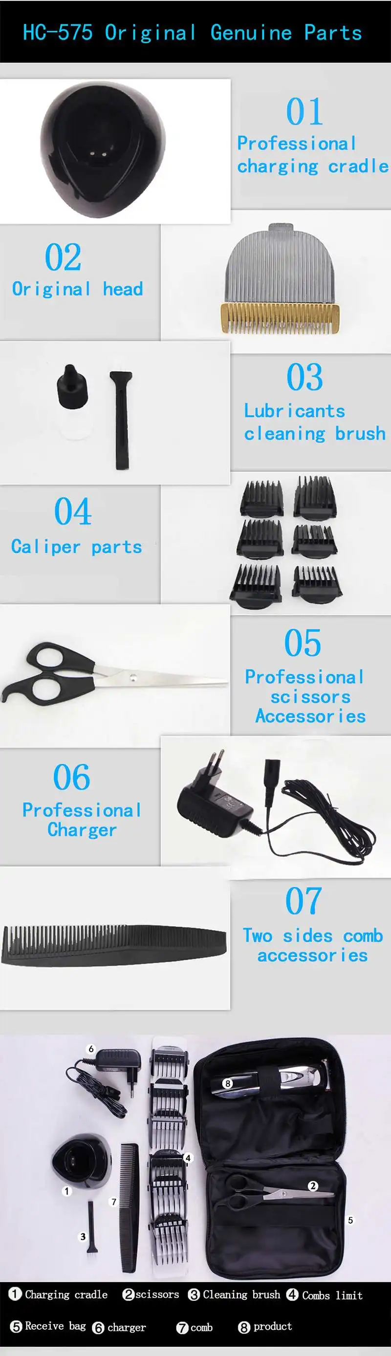 SURKER Rechargeable Electric Hair Trimmer Quiet LED Display Wireless Electric Fader Hair Clipper Hair Cutting Machine