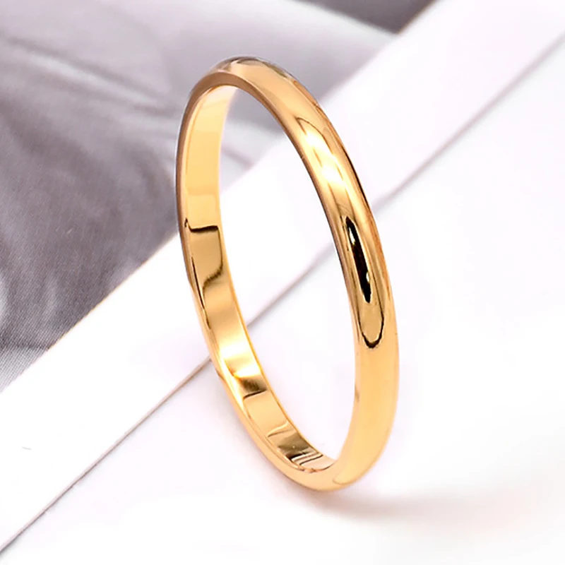 

Simple Titanium Steel Rose Gold Anti-allergy Smooth Simple Wedding Couples Rings Bijouterie for Man or Woman Gift 6C3024
