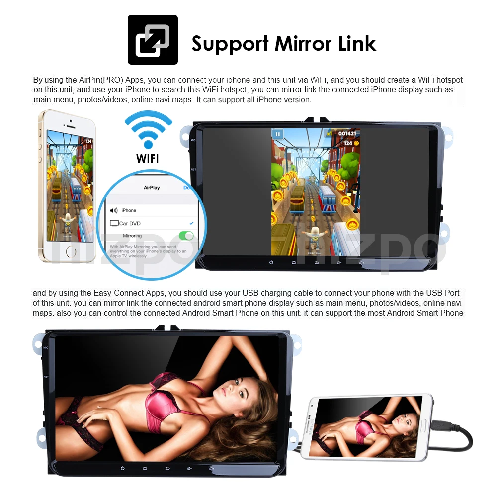 Clearance Hizpo Car Multimedia Player Android 9.0 2 Din Automotivo ForVW/Volkswagen/GOLF/POLO/TRANSPORTER/Passat b5 GPS Radio RAM 2G Audio 2