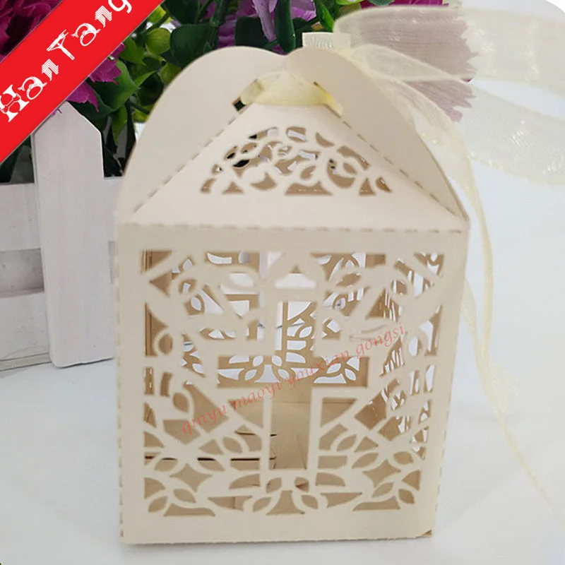 25 шт. Свадебная подарочная коробка скрещивание коробки для конфет Baby Shower или день рождения для крещения и причастия пасхальное украшение 5Z - Цвет: beige