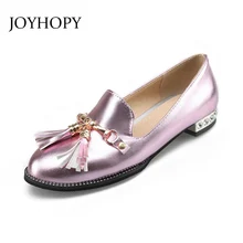Британский стиль Ленточки Туфли-оксфорды Для женщин Демисезонный Лакированная кожа обувь на плоской подошве со стразами женские туфли без застежек AWF0176
